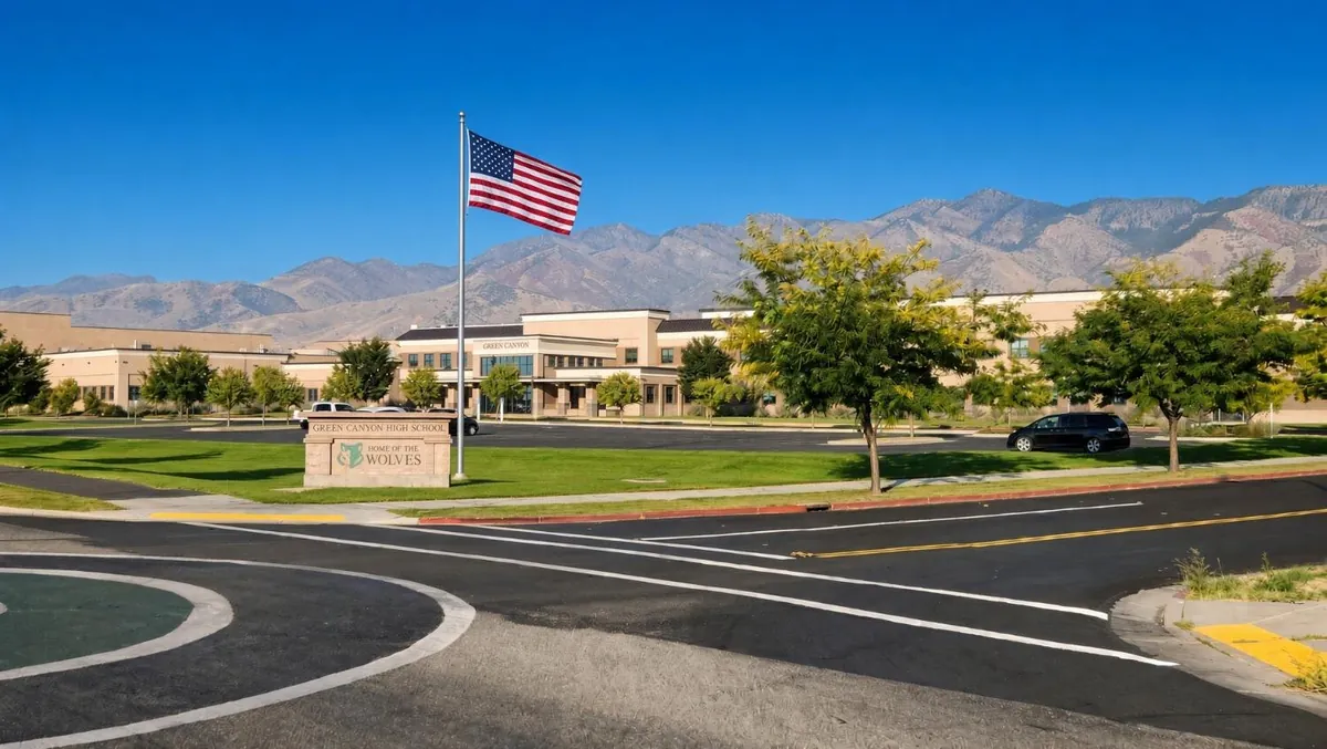 Green Canyon High School and the mountains above Cache Valley