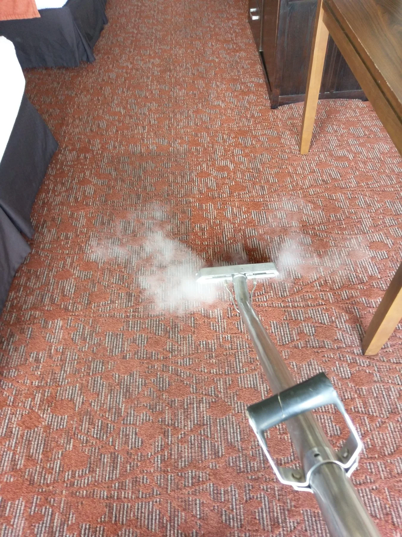 Truck-mount wand steaming commercial carpet